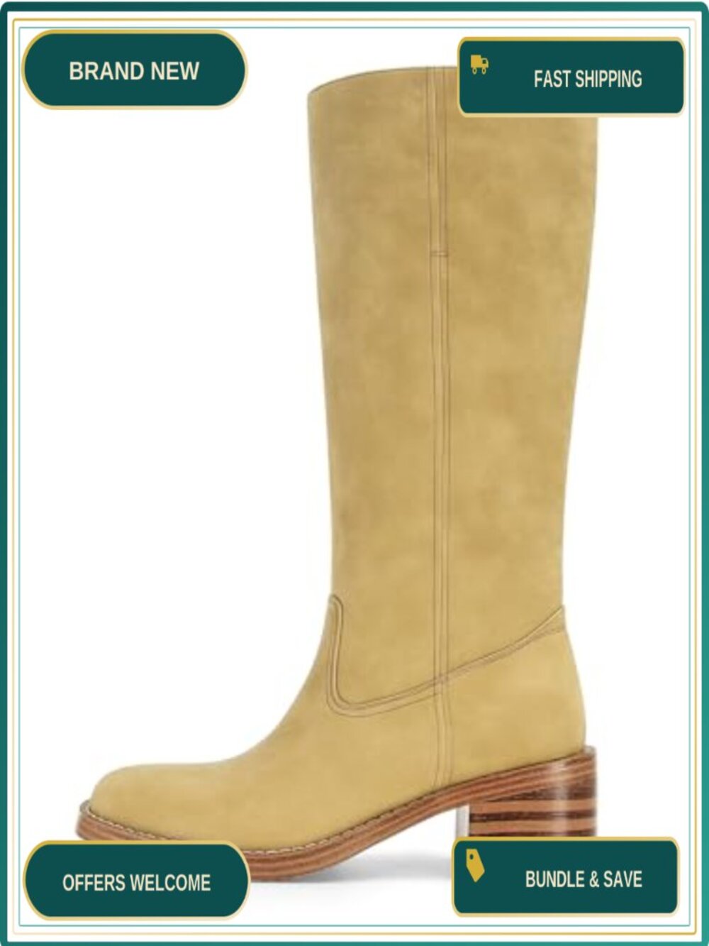 Knee High Boots Square Toe Chunky Block Heel Tall Boots Wide Calf Pull On